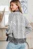 Grey Gingham Contrast Trim Open Front Cardigan