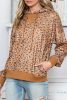 Leopard Long Sleeve Drawstring Hoodie