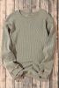Green Ribbed Round Neck Drop Sleeve Pullover Sweatshirt