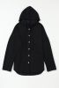 Black Button Up Knitted Sleeve Hoodie