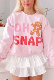 Pink Christmas OH SNAP Gingerbread Man Graphic Sweatshirt (size: (US 16-18)XL)