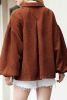 Coffee Corduroy Button Up Lantern Sleeve Jacket