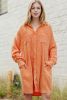 Orange Crinkled Pockets Button Up Shirt Dress