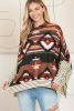 Multicolor Geometric Pattern Striped Long Sleeve Top