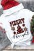 White MERRY and Bright Plaid Print Christmas Crewneck Graphic T Shirt