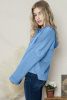Light Blue Solid Patchwork Button Seam Trim Hoodie