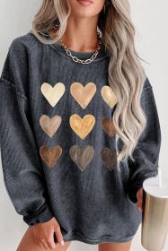 Gray Corded Valentine Heart Shape Graphic Sweatshirt (size: (US 4-6)S)