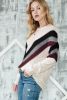 Chevron Striped Drop Shoulder Long Sleeve Pullover Sweater