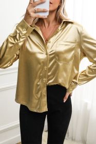 Gold Shiny Metallic Button Up Shirt (size: (US 16-18)XL)