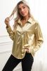 Gold Shiny Metallic Button Up Shirt
