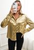 Gold Shiny Metallic Button Up Shirt