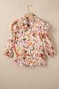 Multicolor Abstract Print 3/4 Puff Sleeve Ruffle Blouse
