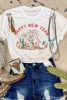 White HAPPY NEW YEAR Letter Graphic Crewneck Tee