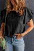 Black Textured Tiered Ruffle Casual Short Sleeve Top