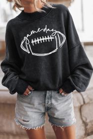 Black Rugby Game Day Graphic Pullover Sweatshirt (size: (US 16-18)XL)