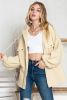 Apricot Bishop Sleeve Zip Up Hoodie Jacket with Flap Pockets