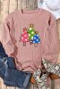 Pink Crinkle Rib Christmas Tree Sequin Graphic Sweatshirt