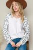 Cheetah Color Block Waffle Knit V Neck Long Sleeve Top