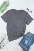 Gray Solid Color Basic Crew Neck Plain Tee