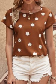 Chestnut Summer Daisy Print Batwing Sleeve Blouse (size: (US 16-18)XL)