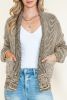 Apricot Chunky Knit Pockets Drop Sleeve Cardigan