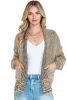 Apricot Chunky Knit Pockets Drop Sleeve Cardigan