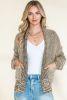 Apricot Chunky Knit Pockets Drop Sleeve Cardigan
