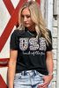 Black Leopard USA land of the free Slogan Graphic T Shirt