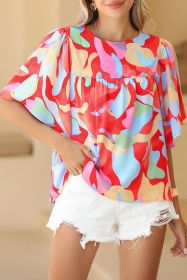 Multicolor Abstract Print Flounce Sleeve Blouse (size: (US 0-2)XS)