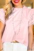 Light Pink Ricrac Layered Cap Sleeve Frill Neck Blouse