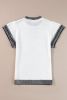 White Contrast Trim Round Neck Batwing Sleeve Knitted T Shirt