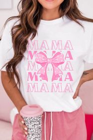 White MAMA Dotty Bowknot Graphic T Shirt (size: (US 16-18)XL)
