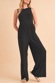 Black Sleeveless High Waist Wide Leg Jumpsuit (size: (US 4-6)S)