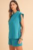 Skobeloff Textured Ruffle Split Top and Drawstring Shorts Set
