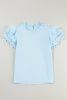 Beau Blue Layered Cap Sleeve Frill Neck Blouse