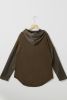 Dark Brown Button Up Crochet Knitted Sleeve Hoodie