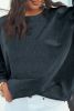 Dark Grey Drop Sleeve Crinkle Rib Oversized Sweatshirt