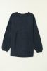 Dark Grey Drop Sleeve Crinkle Rib Oversized Sweatshirt