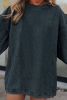Dark Grey Drop Sleeve Crinkle Rib Oversized Sweatshirt