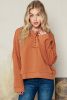 Orange Basic & Casual Button Front Pullover Hoodie