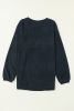 Dark Grey Drop Sleeve Crinkle Rib Oversized Sweatshirt