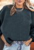Dark Grey Drop Sleeve Crinkle Rib Oversized Sweatshirt