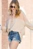 Apricot Waffle Knit Contrast Oversized Henley Top