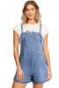Light Blue Adjustable Knotted Straps Pocketed Denim Overalls