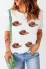 White Sequin Hats Graphic Round Neck T Shirt