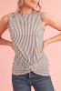 Gray Striped Cutout Twist Front Tank Top