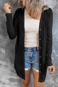 Black Casual Button Front Open Front Cover Up (size: (US 0-2)XS)
