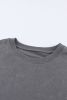 Gray Plain Drop Shoulder Ribbed Trim Oversized Sweatshirt