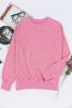Pink Plain Drop Shoulder Ribbed Trim Oversized Sweatshirt