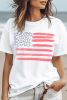 White American Flag Star & Stripe Graphic Crewneck Tee